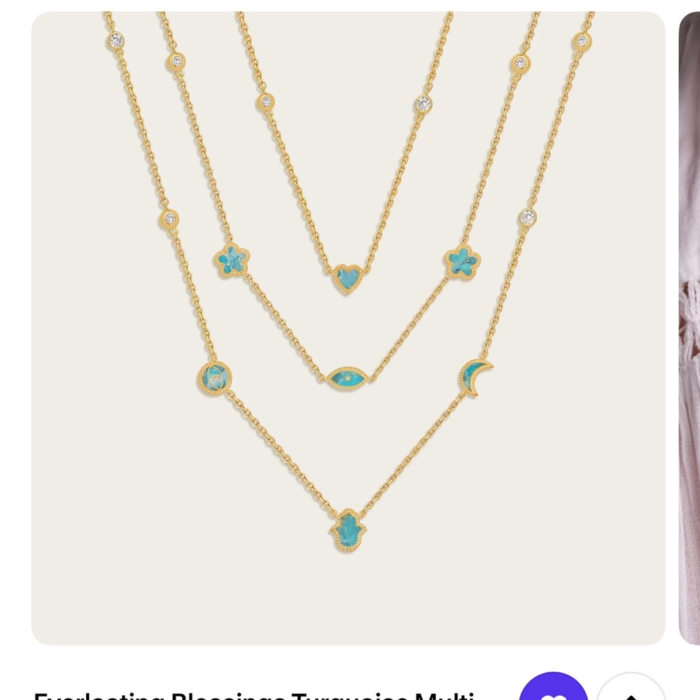 Turquoise Charm Necklace with Gold Accents